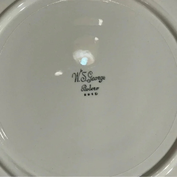 Vintage W.S. George 22 Carat Gold Painted Plate Set of 10 Bolero Peach Blossom - Picture 6 of 7